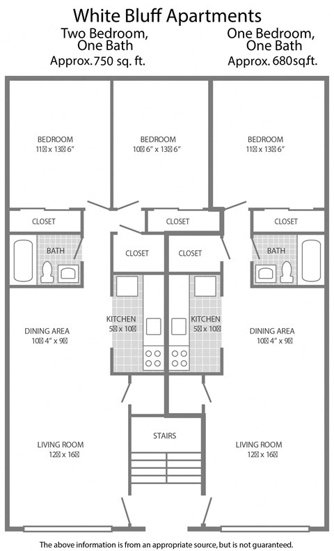 Floor plan for 1 bed, 1 bath, 610 sqft